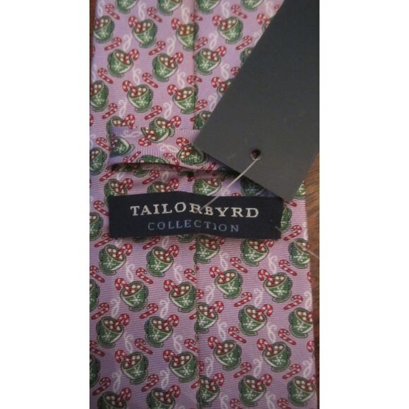 NWT TAILORBYRD LAVENDAR CHRISTMAS TIE WITH HOT CHICOLATE CUPS & CANDY CANES - Picture 3 of 3